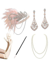 Load image into Gallery viewer, Pink Gatsby Glitter Fringe 1920s Flapper Dress Set