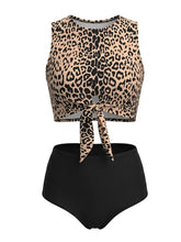 Load image into Gallery viewer, Retro Leopard Print High Waisted Bikini Set