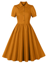 Load image into Gallery viewer, Solid Color 1950S Vintage Swing Shirt Dress