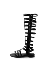 Load image into Gallery viewer, Gladiator Inspired Black Roman Sandals Boots with Cutouts  Lace-Up Ankle Boots