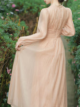 Load image into Gallery viewer, Champagne V Neck Long Sleeve Corset Vintage 1950S Dress