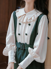 Load image into Gallery viewer, Dark Green Fake 2-Piece Vintage Preppy Vintage Dress