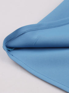 Blue Bow Sleeve V Neck 1950S Vintage Swing Dress