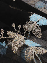 Load image into Gallery viewer, Black Semi Sheer Butterfly Lace Embroidered 1950S Vintage Dress