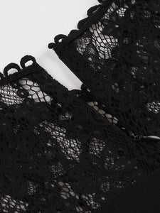 Black Semi Sheer Lace Sleeveless 1950S Vintage Dress