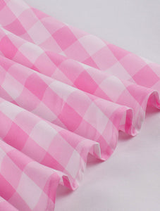 Pink And White Plaid Spaghetti Strap Barbie 1950S Vintage Dress