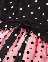 Load image into Gallery viewer, 1950s Pink And Black Polka Dots With Butterfly Sleeve Vintage Dress