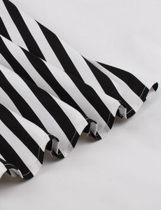 Beetlejuice Costume Turndown Collar 1960S Dress With Black and White Vertical Stripe