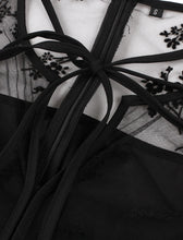 Load image into Gallery viewer, Black Semi Sheer Flower Embroidered 1950s Vintage Dress