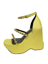 Load image into Gallery viewer, Women&#39;s Open Toe Strap Wedge Heel Sandals Leather Vintage Shoes