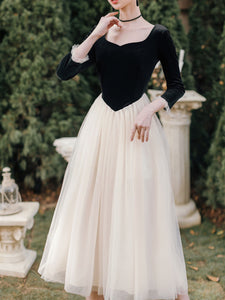Ballet Sweet Collar Vintage Little Black And White Dress