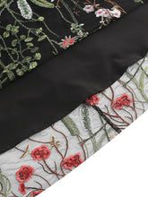 Load image into Gallery viewer, Wine Red Semi Mesh Flower Embroidered Short Sleeve 50S Swing Dress