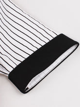 Load image into Gallery viewer, 1950S Black Stripe Turndown Collar Short Sleeve Vintage Dress