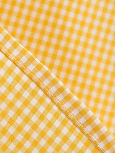 Yellow Plaid Spaghetti Bow Ruffles 1950S Vintage Dress