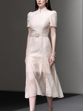 Load image into Gallery viewer, Apricot Stand Collar Mermaid Cheongsam Dress With Pearl Belt