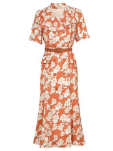 Load image into Gallery viewer, Orange Ruffles V Neck Puff Sleeve Princess Mermaid 1960S Dress