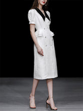 Load image into Gallery viewer, White V Neck Short Sleeve 1940S Bodycon Vintage Dress