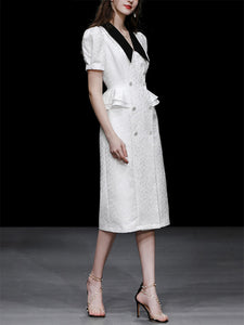 White V Neck Short Sleeve 1940S Bodycon Vintage Dress