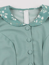 Load image into Gallery viewer, Green Peter Pan Collar Floral 1950s Vintage Swing Dress