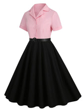 Load image into Gallery viewer, Wine Red Solid Color 1950S Vintage Shirt Swing Dress