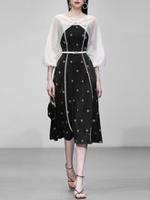 Load image into Gallery viewer, 2PS White 1950S Vintage Cape And Spaghetti Strap Flower Swing Dress Suit
