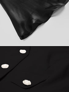 2PS Black Wasp Waist  Puff Sleeve Top And Organza Skirt Set