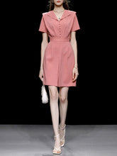 Load image into Gallery viewer, Pink Sailor Style Fake Two Piece Design 1950S Vintage Dress