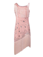 Load image into Gallery viewer, Pink Sweet Gatsby Glitter Fringe 1920s Flapper Dress Set