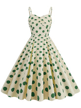 Load image into Gallery viewer, Green Polka Dots Vintage Strap Backless 1950S Vintage Dress