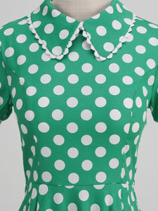 Red Polka Dots Peter Pan Collar 1950S Dress With Pockets