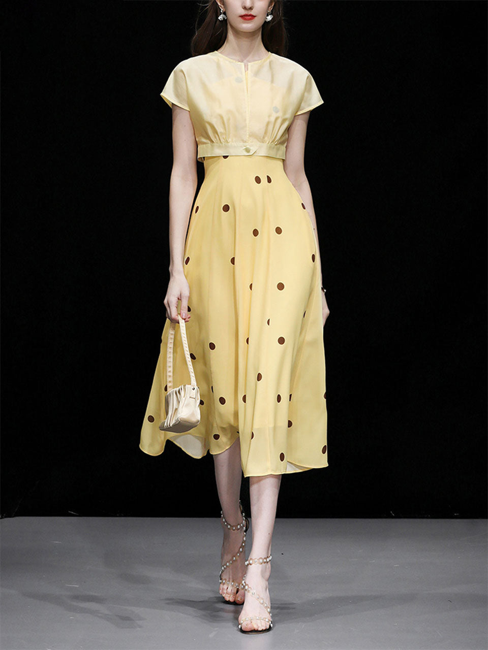 2PS Yellow 1950S Vintage Classic Coat And Spaghetti Strap Polka Dots D – Jolly Vintage