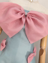 Load image into Gallery viewer, Blue Bow Off The Shoulder Tube Gown Party Dress