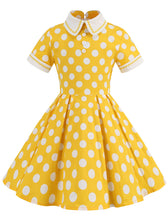 Load image into Gallery viewer, Kids Little Girls&#39; Dress Polka Dots Peter Pan Collar 1950S Dress With Pockets