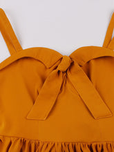 Load image into Gallery viewer, Yellow Spaghetti Strap Short Sleeve Vintage Swing Dress