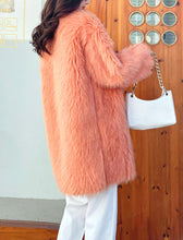Load image into Gallery viewer, Orange Faux Fur Long Sleeve Lambswool Coat Women Winter Coat