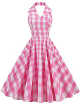 Load image into Gallery viewer, Pink And White Plaid Halter Barbie Same Style 1950S Vintage Dress