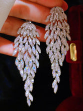 Load image into Gallery viewer, Luxurious Multi-layered Leaf Rhinestone Tassel Long Earrings