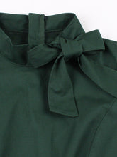 Load image into Gallery viewer, Dark Green Bow Collar Short Sleeve 1950S Vintage Dress