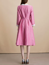 Load image into Gallery viewer, Pink Sequins Long Sleeve Classic 1950S Vintage Dress Coat With Belt