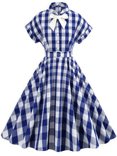 Load image into Gallery viewer, Pink And White Plaid Bow Collar Barbie Same Style 1950S Vintage Dress