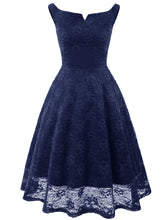 Load image into Gallery viewer, Solid Color Lace Cap Sleeve 50s Party Swing Dress