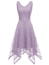 Load image into Gallery viewer, Autumn Lace V Neck Sleeveless Irregular Hem 50s Party Dress