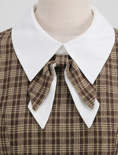 Load image into Gallery viewer, Big BowKnot Brown Plaid 3/4 Sleeve 1950S Vintage Dress Inspired By Mrs. Maisel
