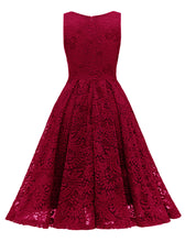 Load image into Gallery viewer, Solid Color Lace Sleeveless V Neck 50s Party Swing Dress