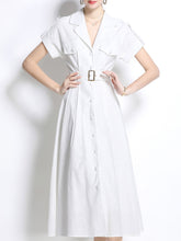 Load image into Gallery viewer, 1940S Lapel Shirt Cotton Dress with Pockets