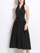 Load image into Gallery viewer, 1950S Hepburn Style Outfits Polka Dots Halter Swing Dress