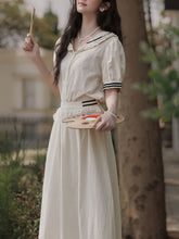 Load image into Gallery viewer, White Sailor Style Top and Skirt Set 2 Piece Matching Outfit for Women
