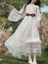 Load image into Gallery viewer, 2PS White Lace Chiffon Cape Vintage Dress Set