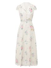 Load image into Gallery viewer, Mrs. Maisel Inspired 1950s Blue Floral Print Swing Dress for Women with Lapel Collar