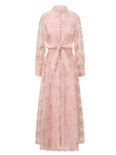 Load image into Gallery viewer, Women's 1970s Orange Lace Mandarin Collar Maxi Dress
